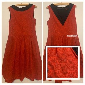 Red circle skirt dress with lil skulls ☠️